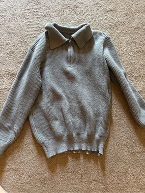 NFINITY Men's Gray Crewneck Polo Sweater